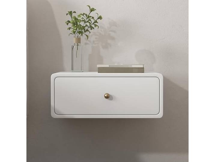Nachttisch, An der Wand montiertes Nachttischregal(White,50x40x20cm)