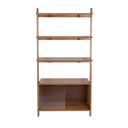 Zuiver stellingkast Rise met glazen deuren en houten fineer