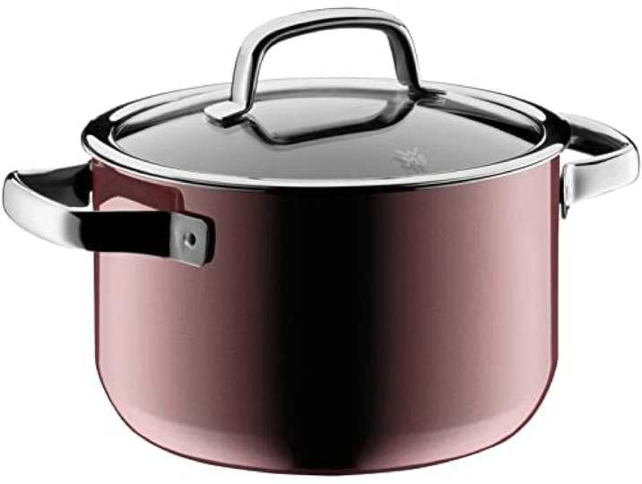 WMF Fusiontec Mineral Kochtopf groß 20cm, Fleischtopf Induktion 3,7l, Glasdeckel, High-Tech Keramik, kratzfest, rot