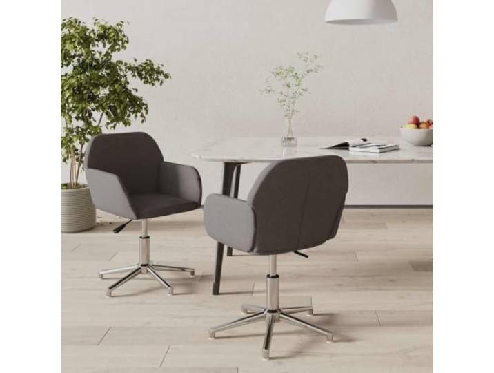 2 Stühle, drehbar um 360 °, dunkelgrau, Stoff für Esszimmer, Um 360° drehbarer Sitz, ergonomische Rückenlehne, Komfortschaum, Innengebrauch, schlichter Stil, einfache Wartung