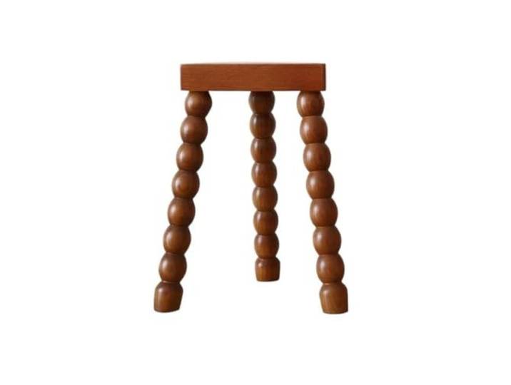 Niedriger Hocker Im Retro-Stil Aus Massivem Holz, Antiker Beistelltisch Nachttische, runder Hocker, Schuhwechselhocker, Make-up-Hocker(Walnut wood color)