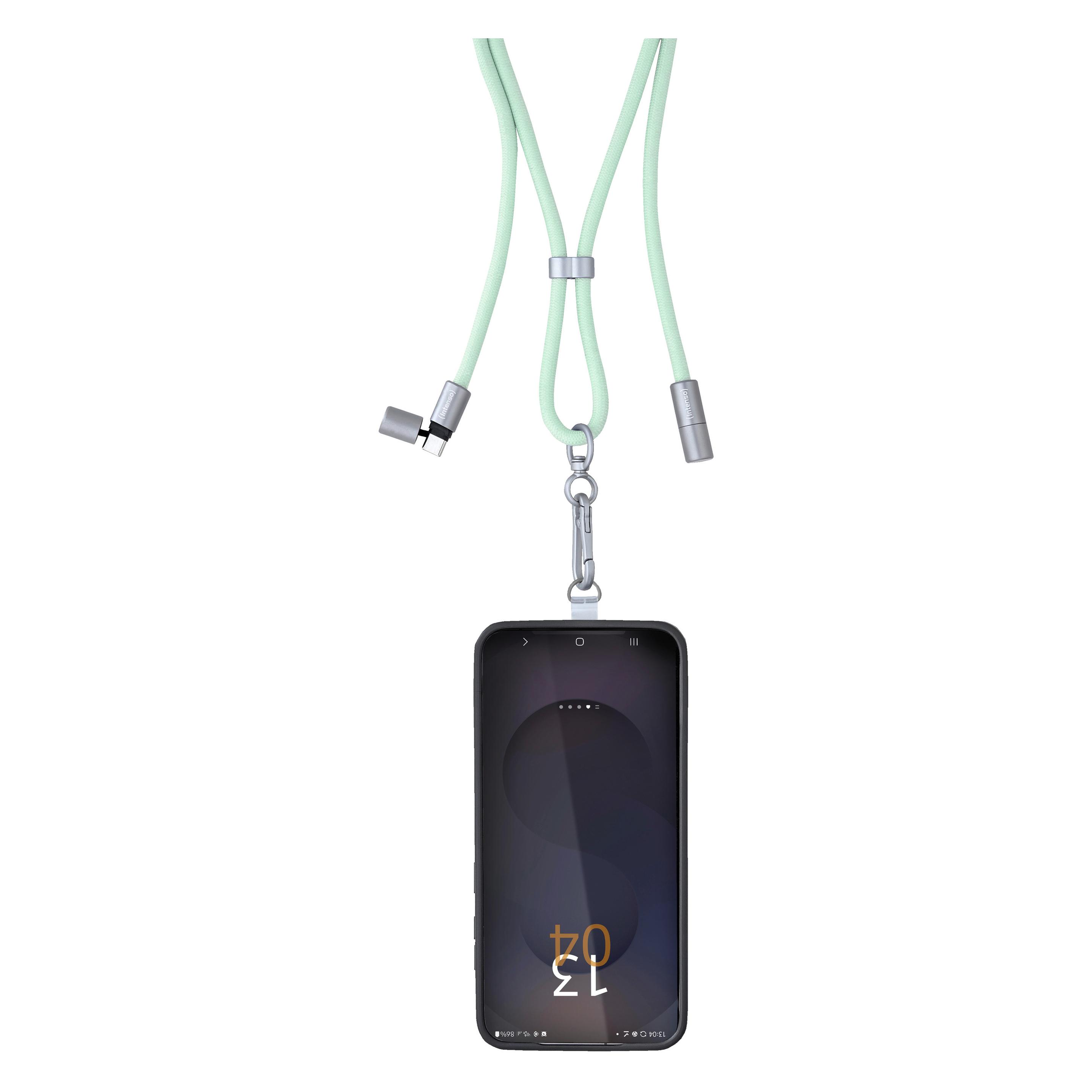 Intenso Handykette als Lade- + Datenkabel USB-C bis 1,65m grün (1.65 m, USB 2.0, 60 W) (7991007)