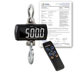PCE Instruments PCE-CS 500LD-ICA Kranwaage PCE-CS 500LD-ICA kalibriert (ISO) Wägebereich (max.) 500 kg Ablesbarkeit 100 g batteriebetrieben Schwarz
