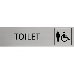CombiCraft Aluminium Türschild Toilet Herren & Barrierefrei 165x45mm mit 3M-Tape
