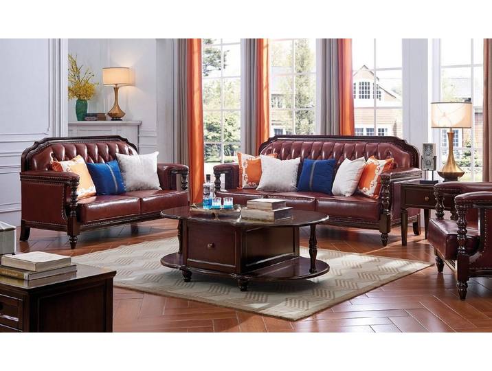 Xlmoebel Polstergarnitur Nordstaaten Chesterfield Ledersofa in Braun aus Leder, (Polstergarnitur, 2-tlg., 3- & 2-Sitzer Garnitur), Made in Europa