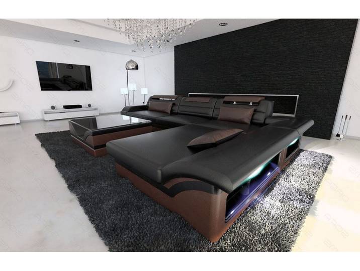 Couch Monza L-Form in Leder