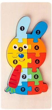 Inspired Living Montessori 3D Wooden Dinosaur Puzzle For Toddlers Shape And Color Learning Toy rabbit