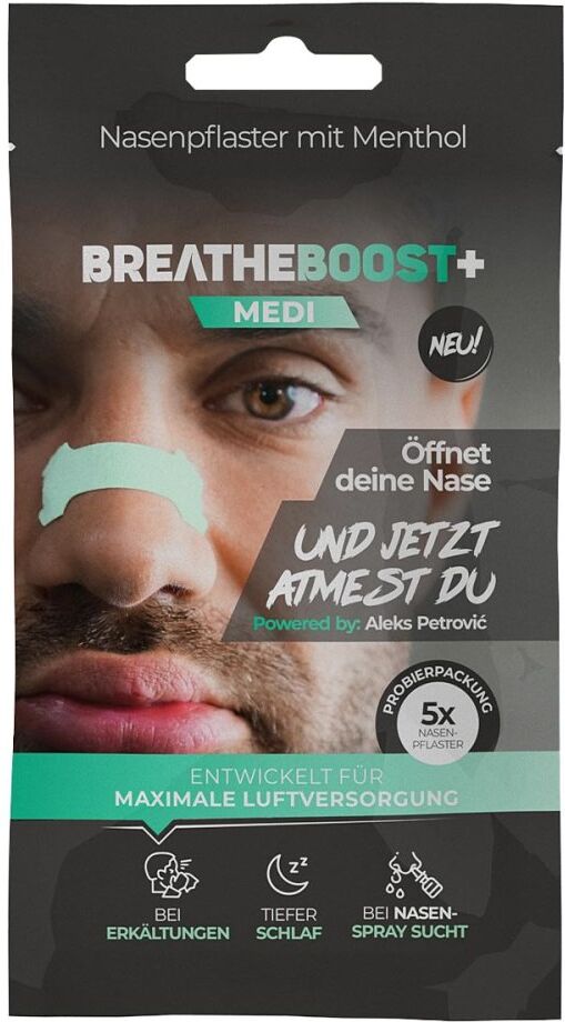 Breatheboost+ Medi Nasenpflaster mit Menthol Probeset 5stk