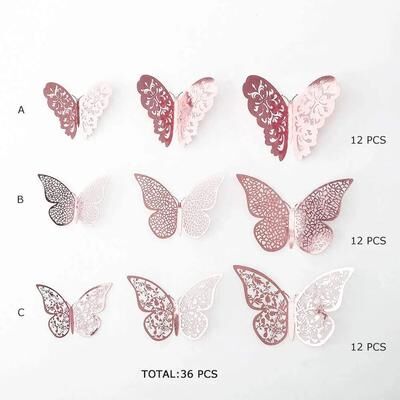 Inspired Living 3D Mirror Butterfly Wall Stickers Elegant DIY Wall Decoration For Modern Spaces 36pcs Rose Gold Abc
