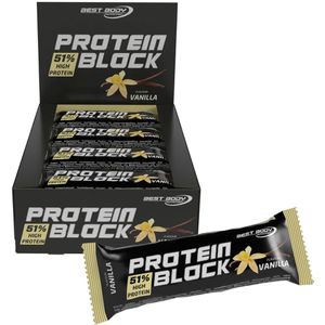 Best-Body-Nutrition Proteinriegel Block, 15 Riegel, Vanilla, je 90 g, pro Riegel 46 g Protein