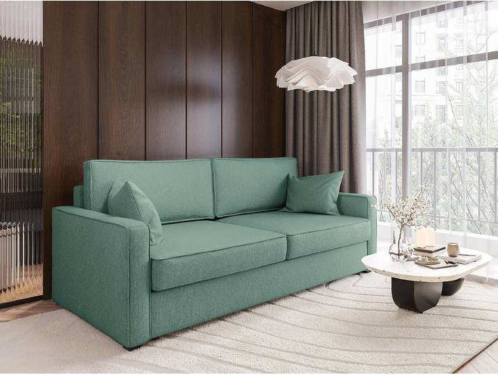 Schlafsofa Blau Cordstoff Rumi 242 x 95 x 110cm mit Schlaffunktion Modern