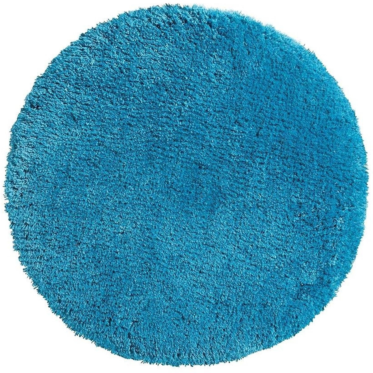 Omgoods Ronde Badmat van Microvezel met Hoge Pool - Petrol - Diameter: 71 cm