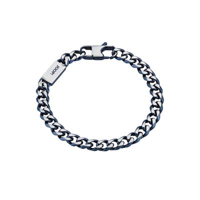 Edelstahlarmband JOOP "2028380", blau (edelstahlfarben, blau), Armbänder, Herren, 21cm, Edelstahl, Edelstahlarmband