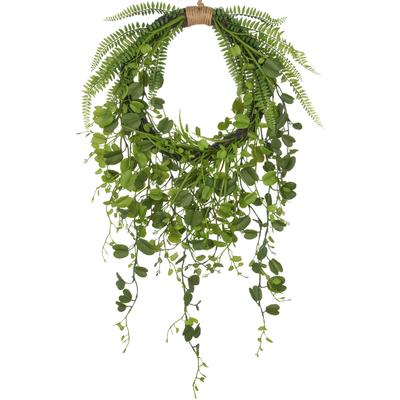 Kunstkranz CREATIV GREEN "Kranz mit Blättern", grün, B:45cm H:90cm T:8cm, Kunststoff, Kunstpflanzen, mit detailgetreuen Blatt- und Farnzweigen