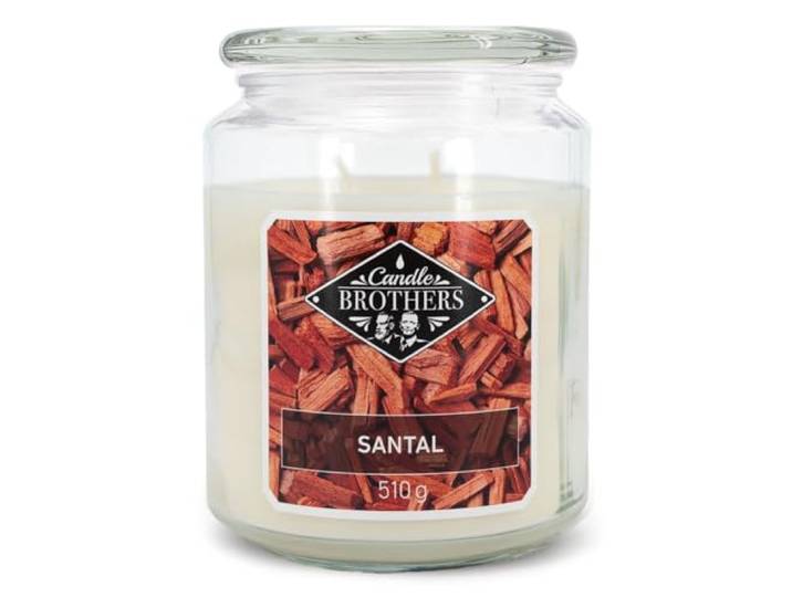 Candle-Brothers Grande bougie parfumée dans un verre - Santal - Bougie parfumée florale - Longue durée de combustion (100 h) - Bougie avec plusieurs mèches - Gris
