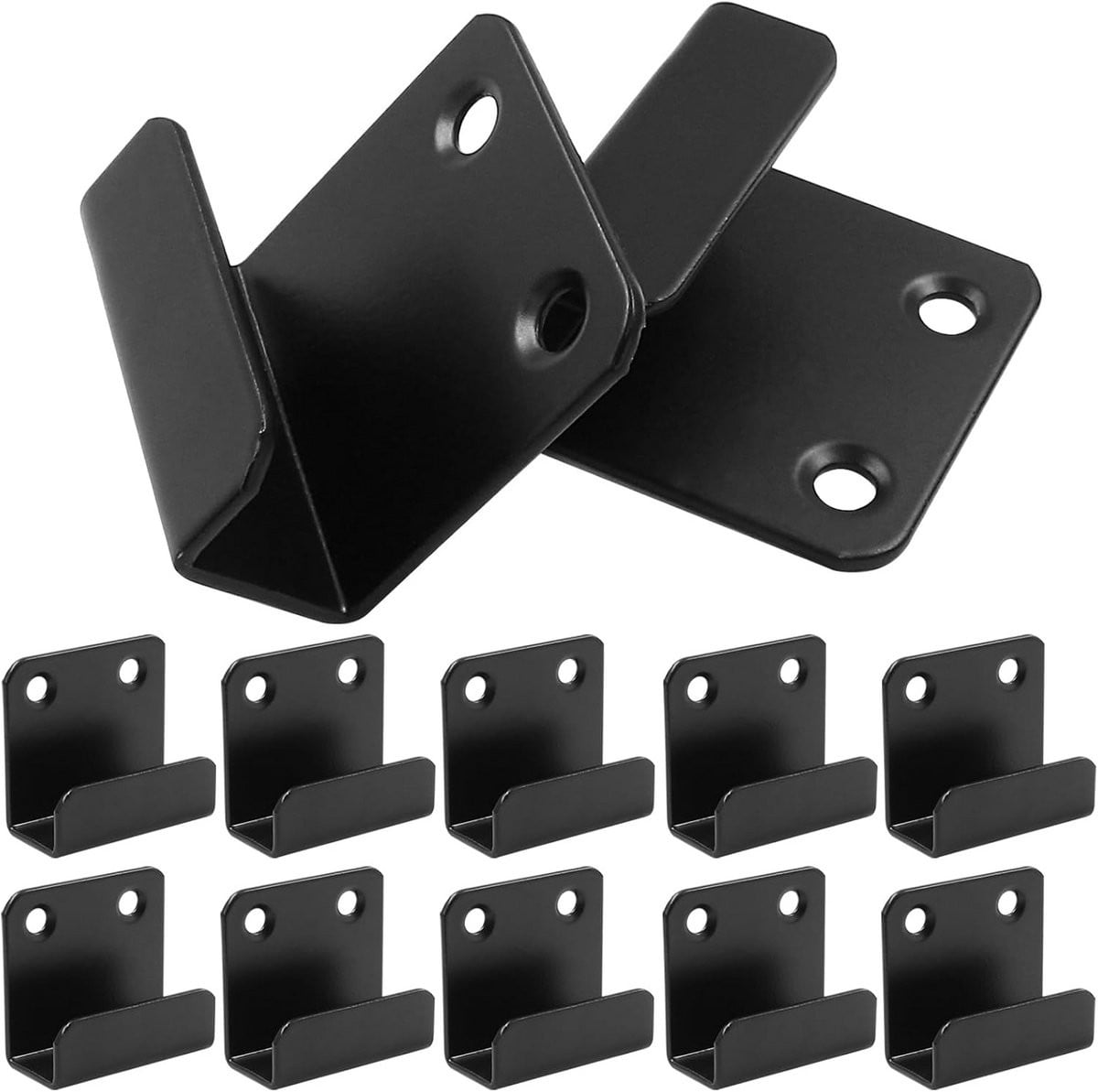 12x Wandhaken voor Tegeldisplay - Zwarte RVS Bevestigingsclips