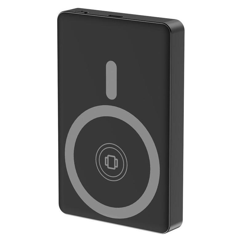 Gembird Bezprzewodowy powerbank magnetyczny 15W z wyświetlaczem LCD, 10000 mAh, czarny (10000 mAh, 20 W) (PB10-WPC15M-LCD-01)