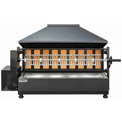 Professioneller Holz-Hähnchengrill mit 1 Spieß für 5 Hähnchen Worldmai für Gastronomie. Gewerblicher Hähnchen-Drehspießgrill für Bars und Restaurants.