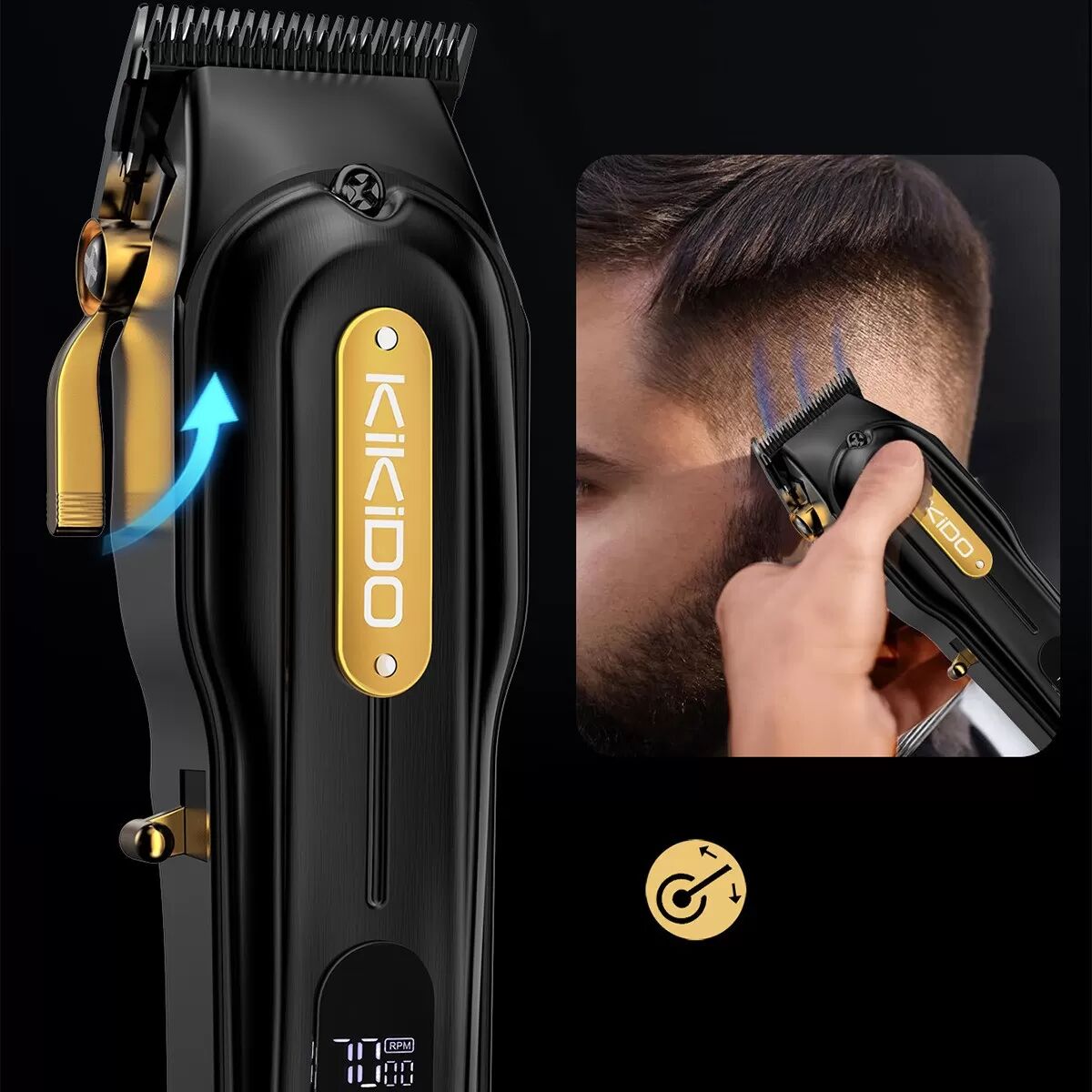 INF Professionelle elektrische Haarschneidemaschine für Herren - Kabelloser Haartrimmer mit verstellbarer Klinge &