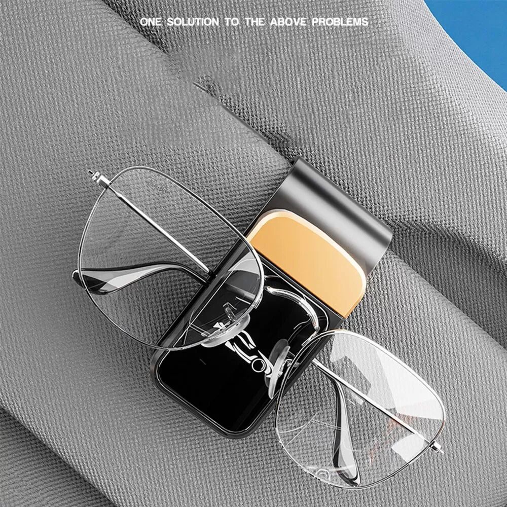 INF Support de Lunettes de Voiture en Acier Inoxydable - Clip de Pare-Soleil Noir et Argent