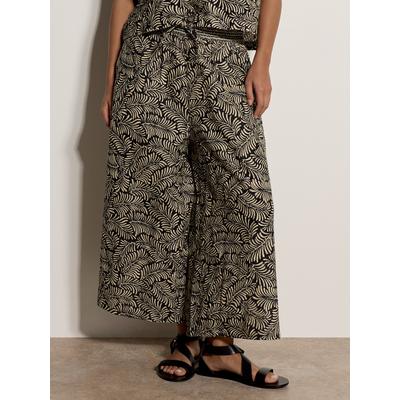 Culotte APRICOT "Culotte-Hose aus Baumwolle mit Blattmuster", Damen, Gr. XL (42), N-Gr, schwarz, gewebt, Obermaterial: 100% Baumwolle CO., geblümt, Hosen Culotte, Elastischer Bund