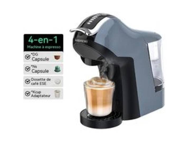 Zitty H17 Machine à café 4 en 1 20 bars capsules NES DG ESE café moulu tactile 1400 W inox noir