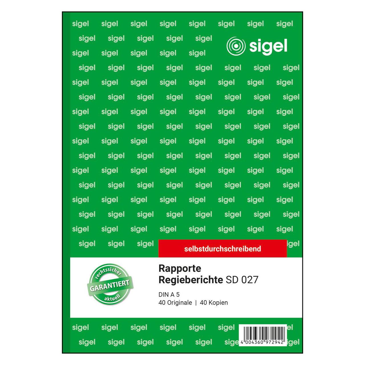 SIGEL Rapport/Regiebericht Formularbuch SD027