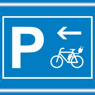 HB-Druck E-Bike Elektrorad Parkplatz mit Richtungspfeil links Aufkleber waagerecht A0 (841x1189mm)