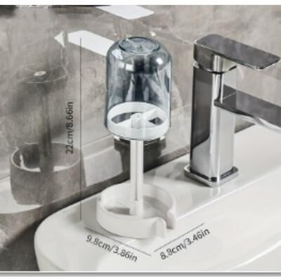 Uplifted Trends Hygienic Wall Mounted Toothbrush Holder With Dust Cover And Automatic Toothpaste Dispenser blue