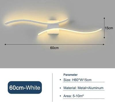Inspired Living Modern LED Wall Sconce Minimalist Aluminum Indoor Wall Lighting For Bedroom & Corridor white 60cm tricolor Lights