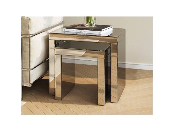 Lot de 2 tables basses en MDF et miroir - YERVINI