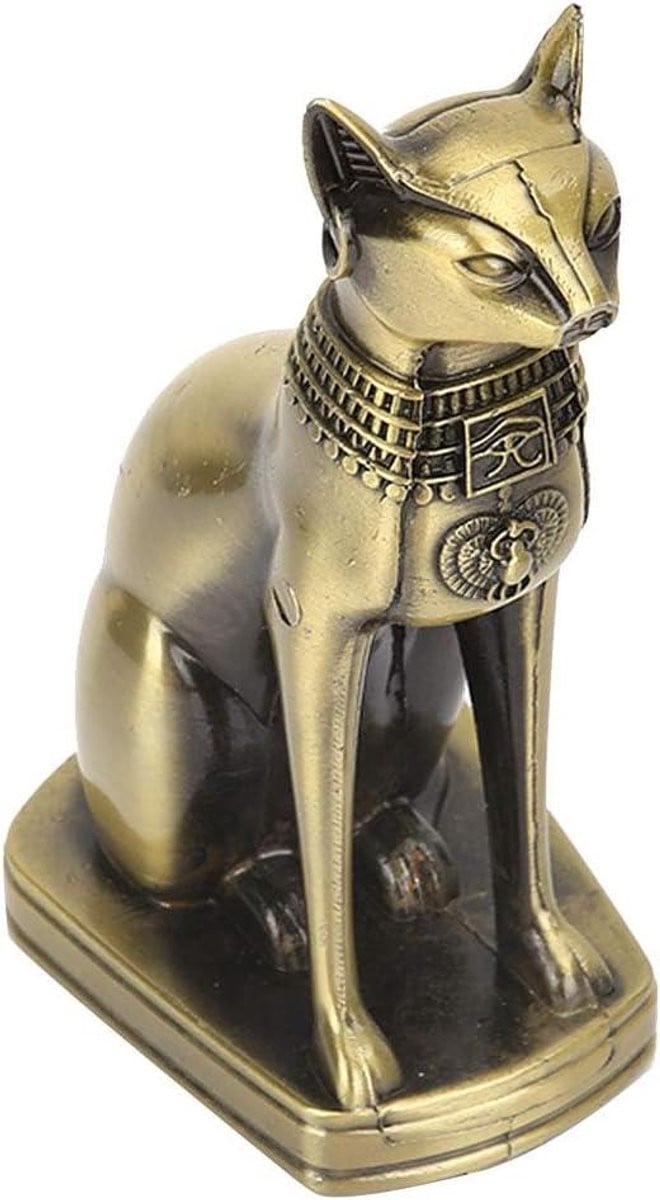 Egyptisch kattenbeeldje ornament voor woonkamer decoratie, Hoogte: 15 cm