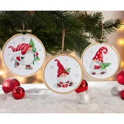buttinette Miniatur-Stickbilder "Wichtel", Ø 10 cm, 3er-Set