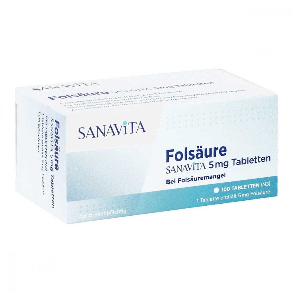 SANAVITA Pharmaceuticals GmbH Folsäure Sanavita 5 mg Tabletten 14416365