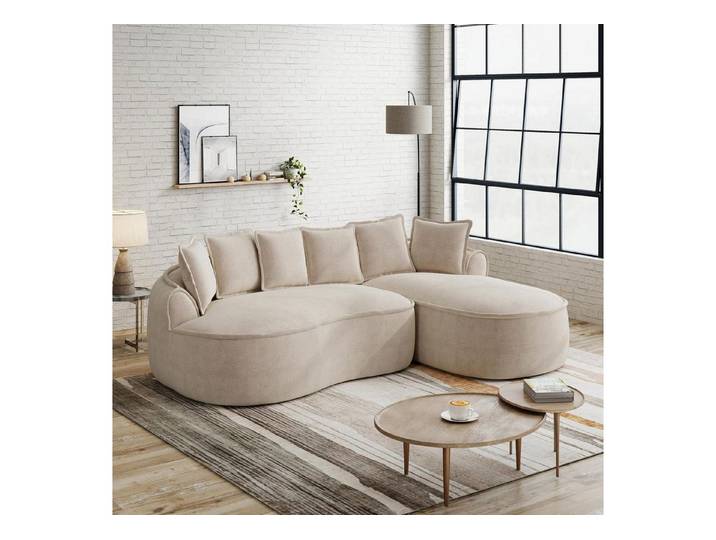 LuxusKollektion Wohnlandschaft Sofa Modulares Chenille Ecksofa LForm Hellbraun 3-Sitzer (R)