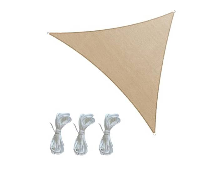 Rebecca Mobili Sonnensegel Wetterschutz Dreieckig Beige Polyethylen UV-Schutz Camping Terrasse Schwimmbad 5x5x5 m (Cod. RE6341)
