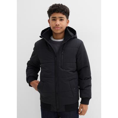 Steppjacke BONPRIX, Jungen, Gr. 152/158, schwarz, Obermaterial: 100% Polyester. Futter: 100% Polyester. Wattierung: 100% Polyester, Jacken Steppjacke, für Jungen, mit Stehkragen