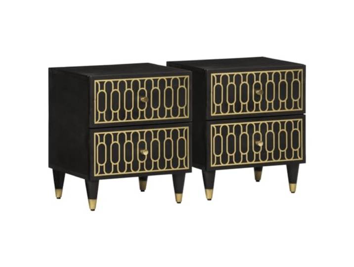 Heofavd Nachttisch 2er Set 40x33x46cm Massivholz Mango Beistelltisch