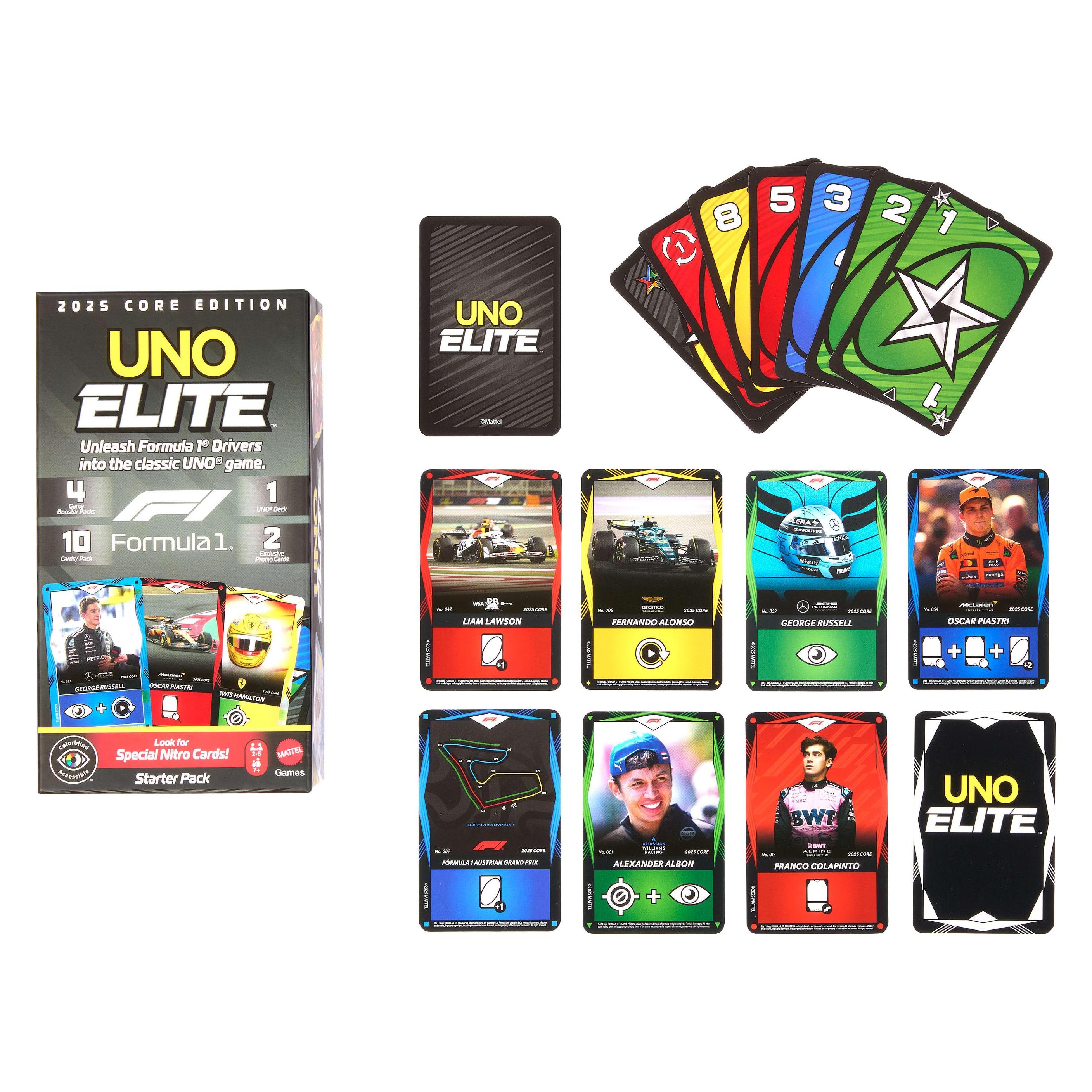 Mattel Games UNO Elite Starter-Set (Deutsch, Englisch, Französisch, Italienisch, Niederländisch, Spanisch, 2 - 5 Spieler) (JLV42)