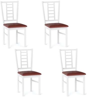 Costway PU Leather Upholstered Wood Dining Chairs Set of 4-White