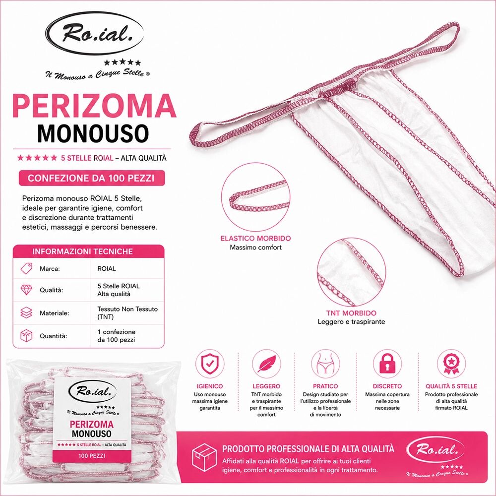 Roial Perizoma Monouso in TNT CRYSTAL 5 Stelle – Confezione da 100 Pezzi