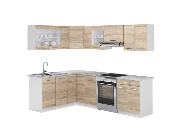 Cuisine dangle, pt marbre sonoma/blanc 247x81.6cm