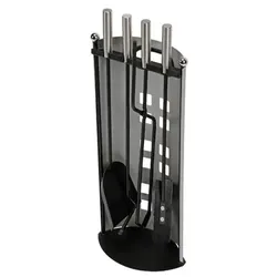 Perel Kaminbesteck, 4-teilig, grau/Silber