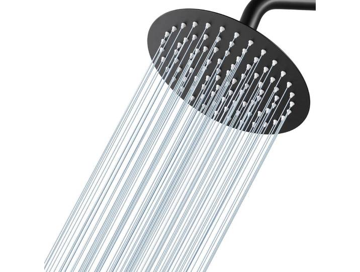 Regendusche Duschkopf 20cm Rund Mattschwarz Edelstahl 304 Wassersparend Anti-Verstopfungs-Düsen
