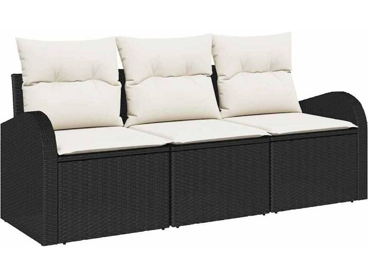 Ensemble de canapés de jardin vidaXL en polyrotin noir