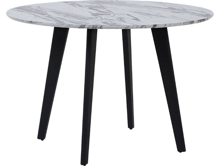 BELIANI Esstisch Grau Weiß Schwarz MDF Tischplatte Marmoroptik Rund Minimalistisch Modern
