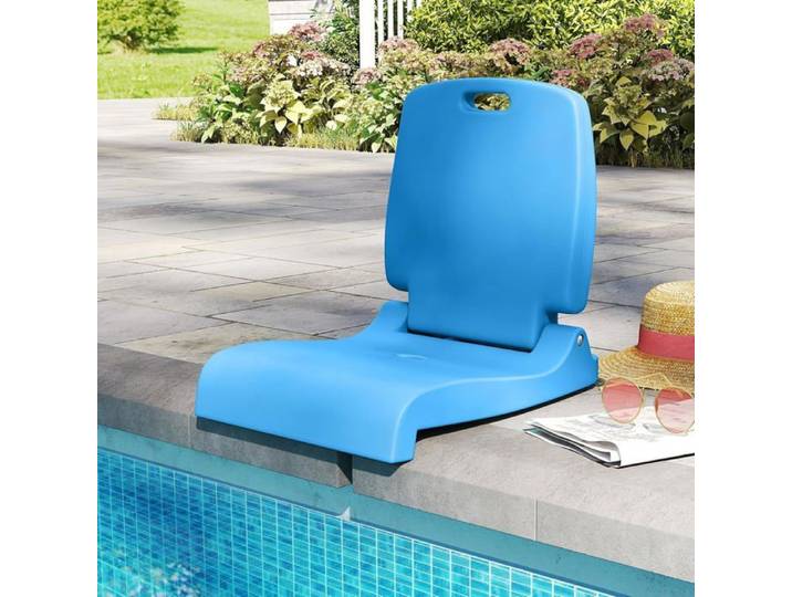 COSTWAY Chaise de Jardin Extérieur Pliable Poignée et Dossier Trou de Drainage Cadre en PE Chaise de Sol sans Pieds Bleu