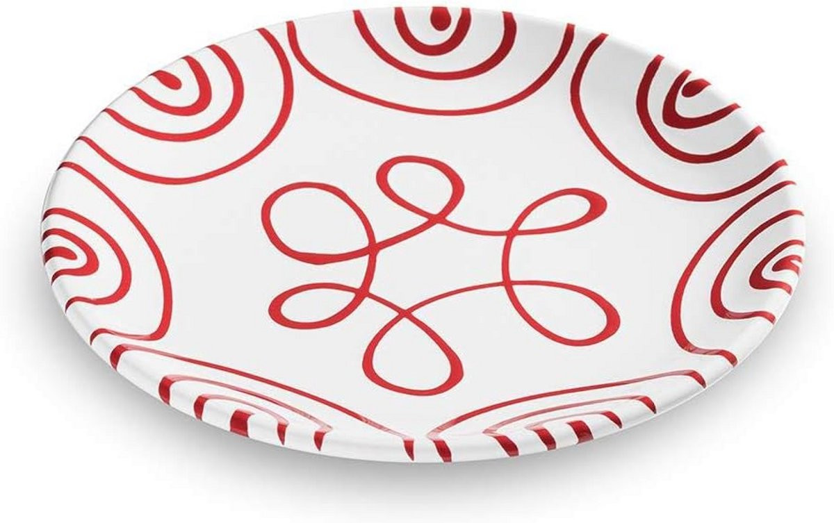 Handgemaakt keramiek dessertbord rood gevlamd - 20 cm