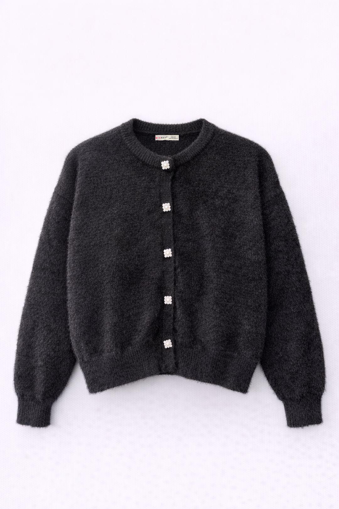 Oversized Jacquard Knopen Cardigan