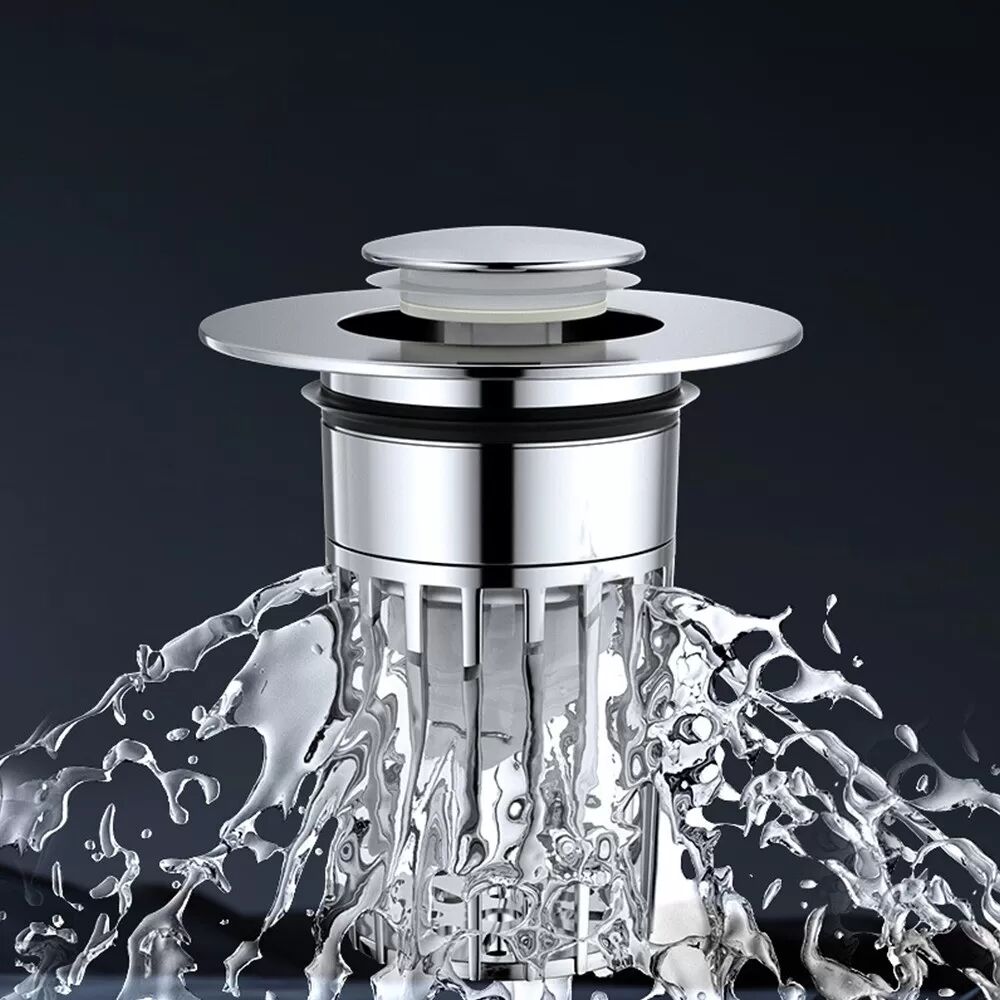 INF Bouchon de Lavabo Anti-Obturation à Poussoir - Design Transparent, Ajustement Universel